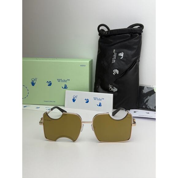 NEW Off White Salvador Gold Mirror Cutout Sunglasses main image 4
